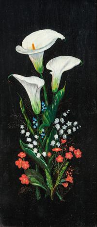 A Pair of Victorian Painted Panels Height 18 x width 7 1/2 inches. — LATE 19TH CENTURY