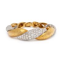 Erwin Pearl, Bicolor Gold and Diamond Twisted Link Bracelet