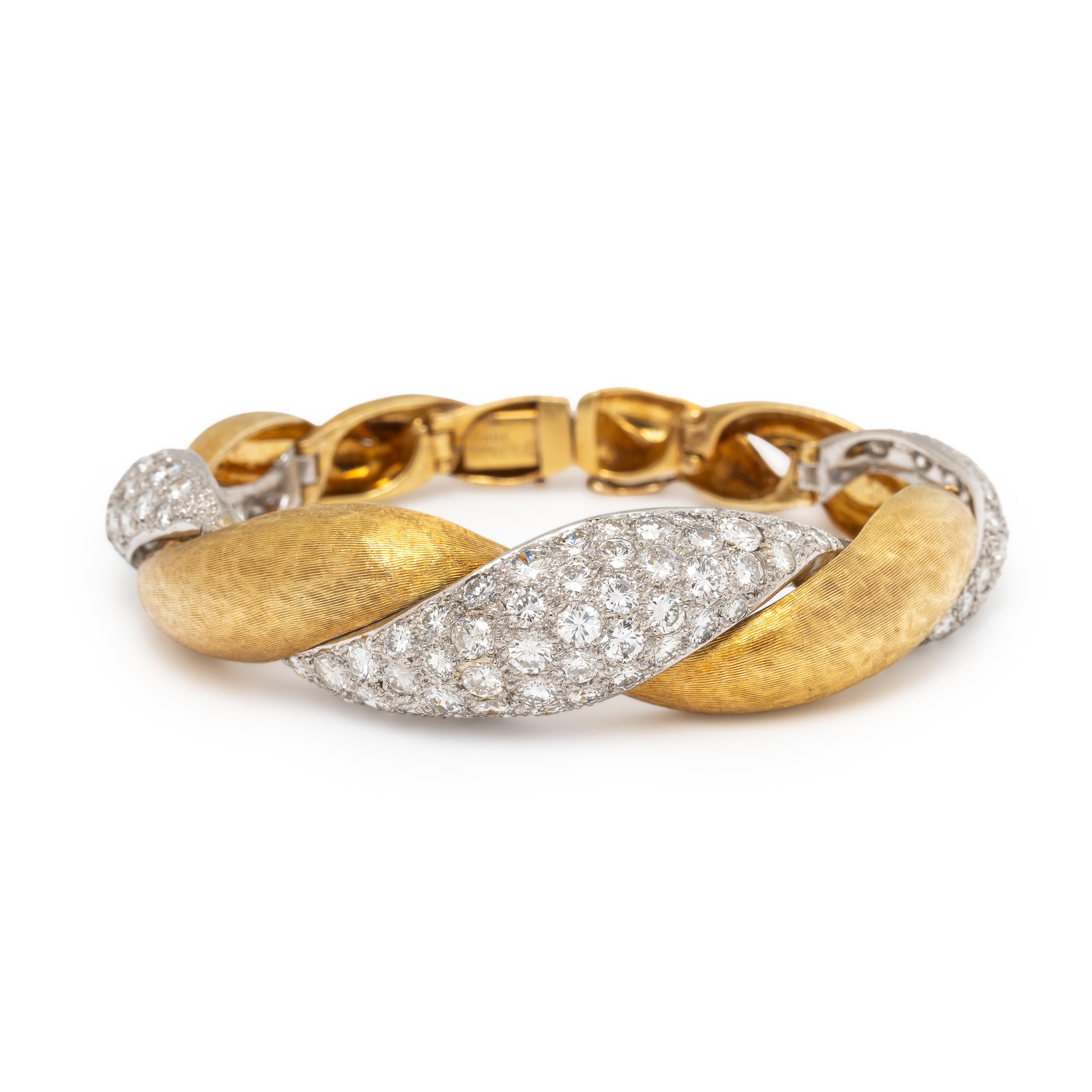 Erwin Pearl, Bicolor Gold and Diamond Twisted Link Bracelet