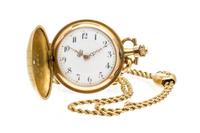 A 14 Karat Yellow Gold and Diamond Hunter Case Pendant Watch, 22.90 dwts.