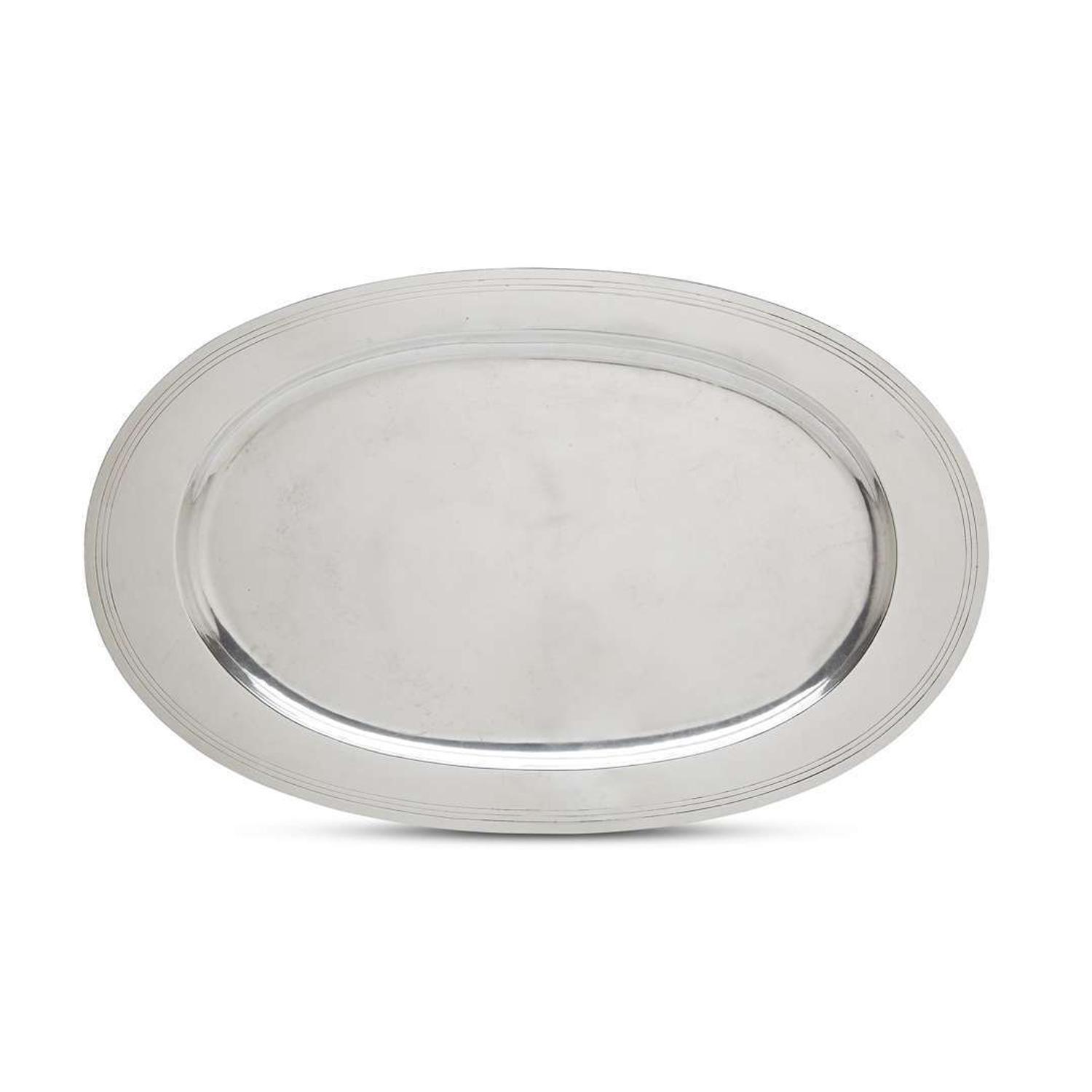 Arts and Crafts handwrought sterling silver oval platter Randahl, Chicago, IL, early 20th century