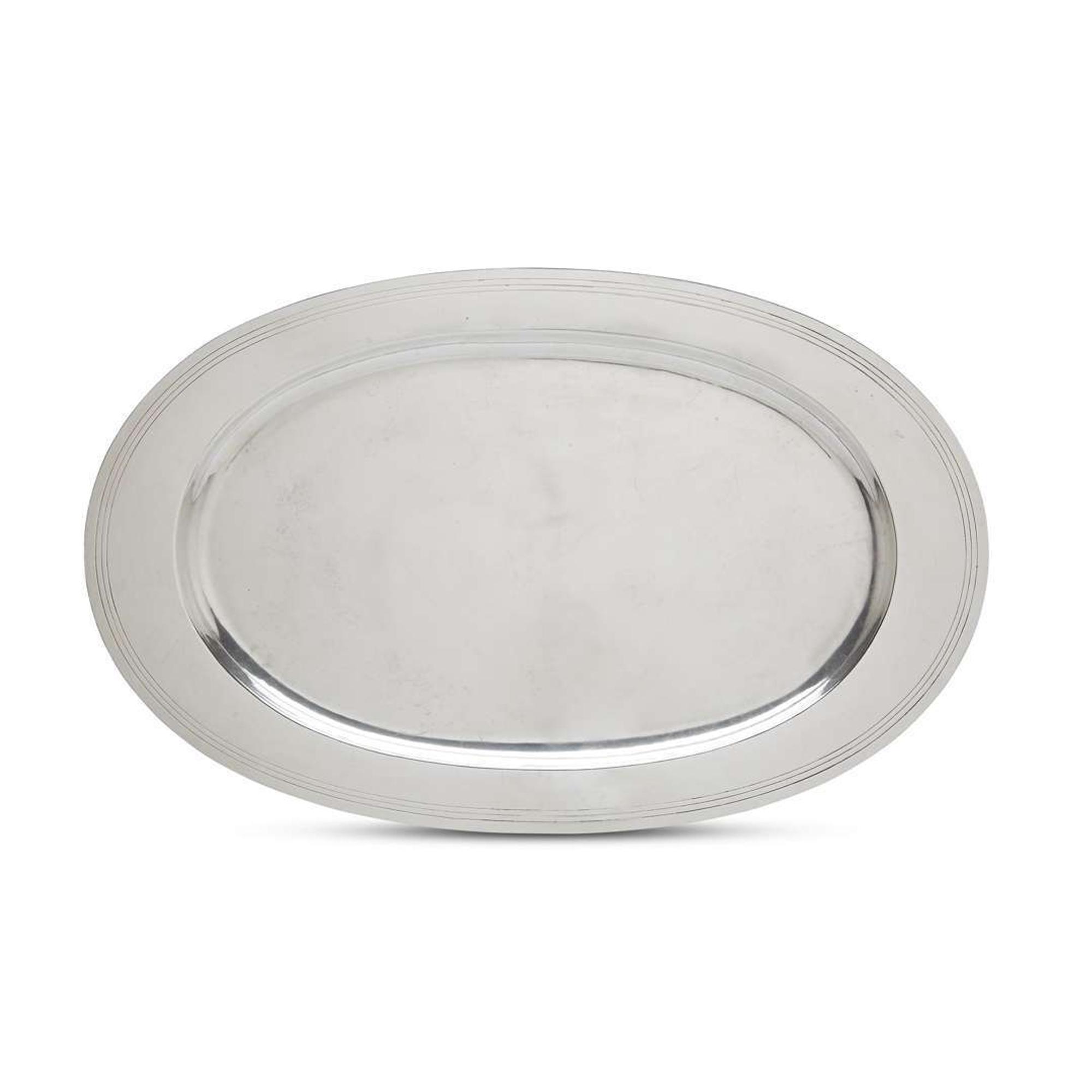 Arts and Crafts handwrought sterling silver oval platter Randahl, Chicago, IL, early 20th century
