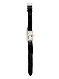 CARTIER, 18K WHITE GOLD 'TANK AMÉRICAINE WATCH, BOX & PAPERS