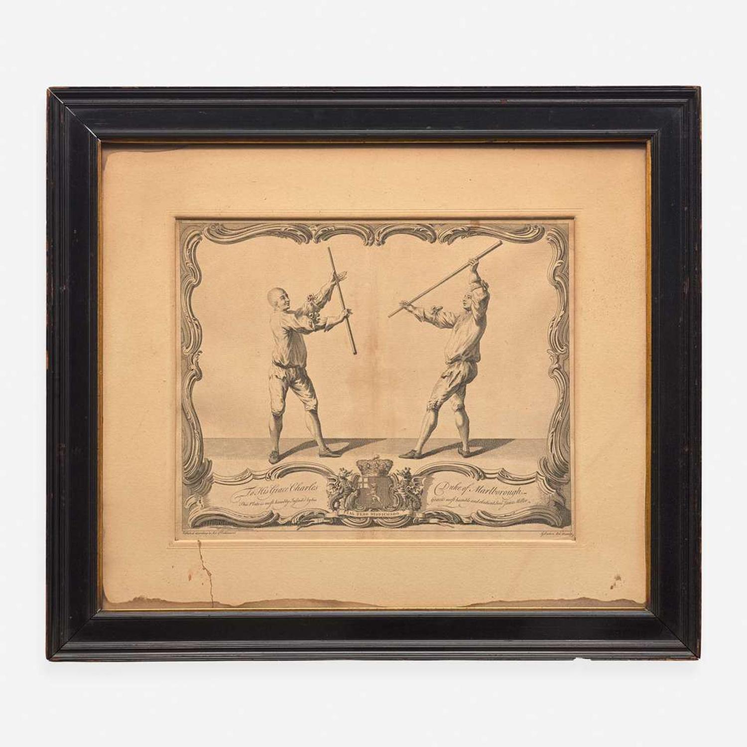 A Pair of Framed English Engravings Gérard Jean-Baptiste Scotin II (1698- ca. 1755)