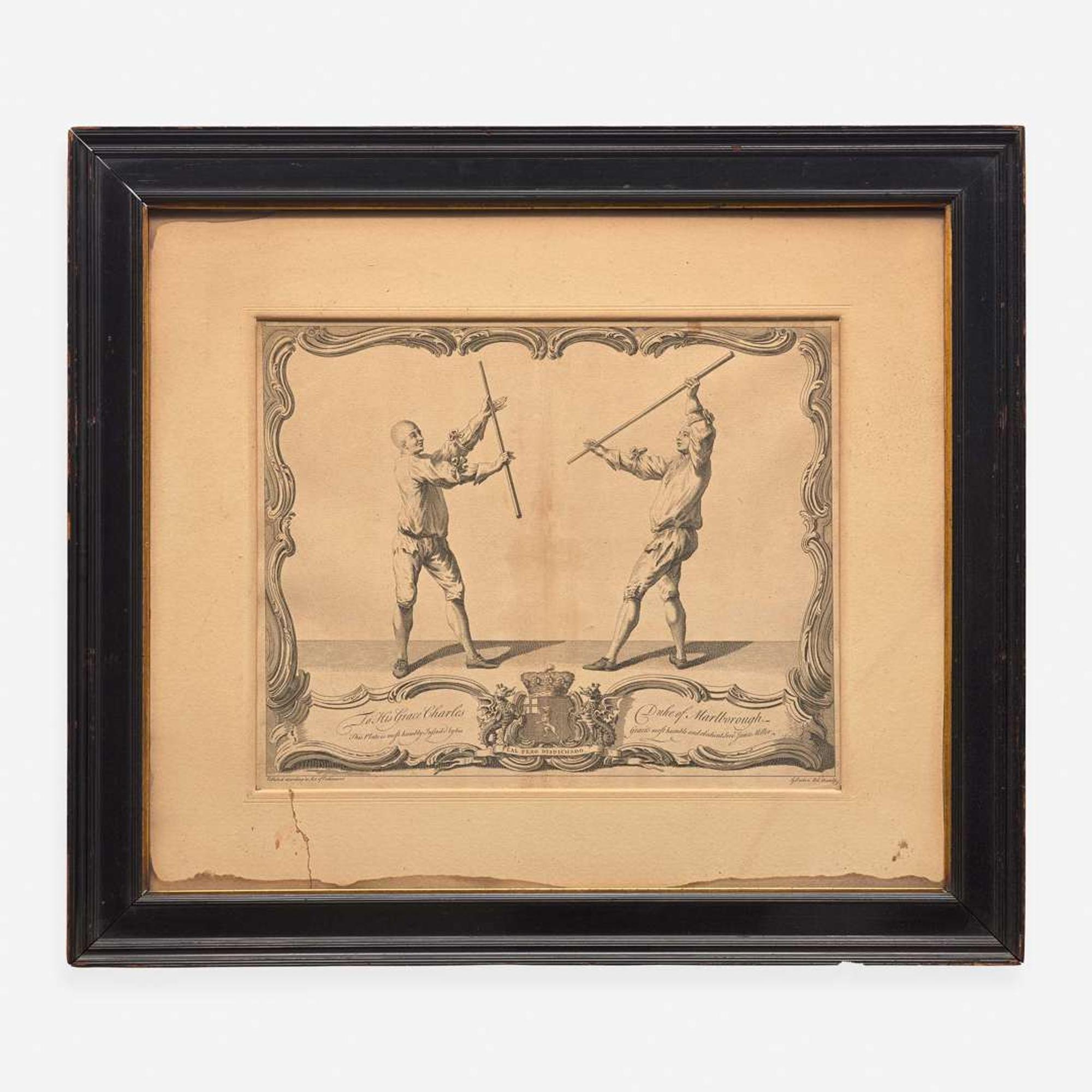 A Pair of Framed English Engravings Gérard Jean-Baptiste Scotin II (1698- ca. 1755)