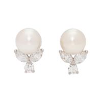 TIFFANY & CO., CULTURED PEARL AND DIAMOND EARCLIPS