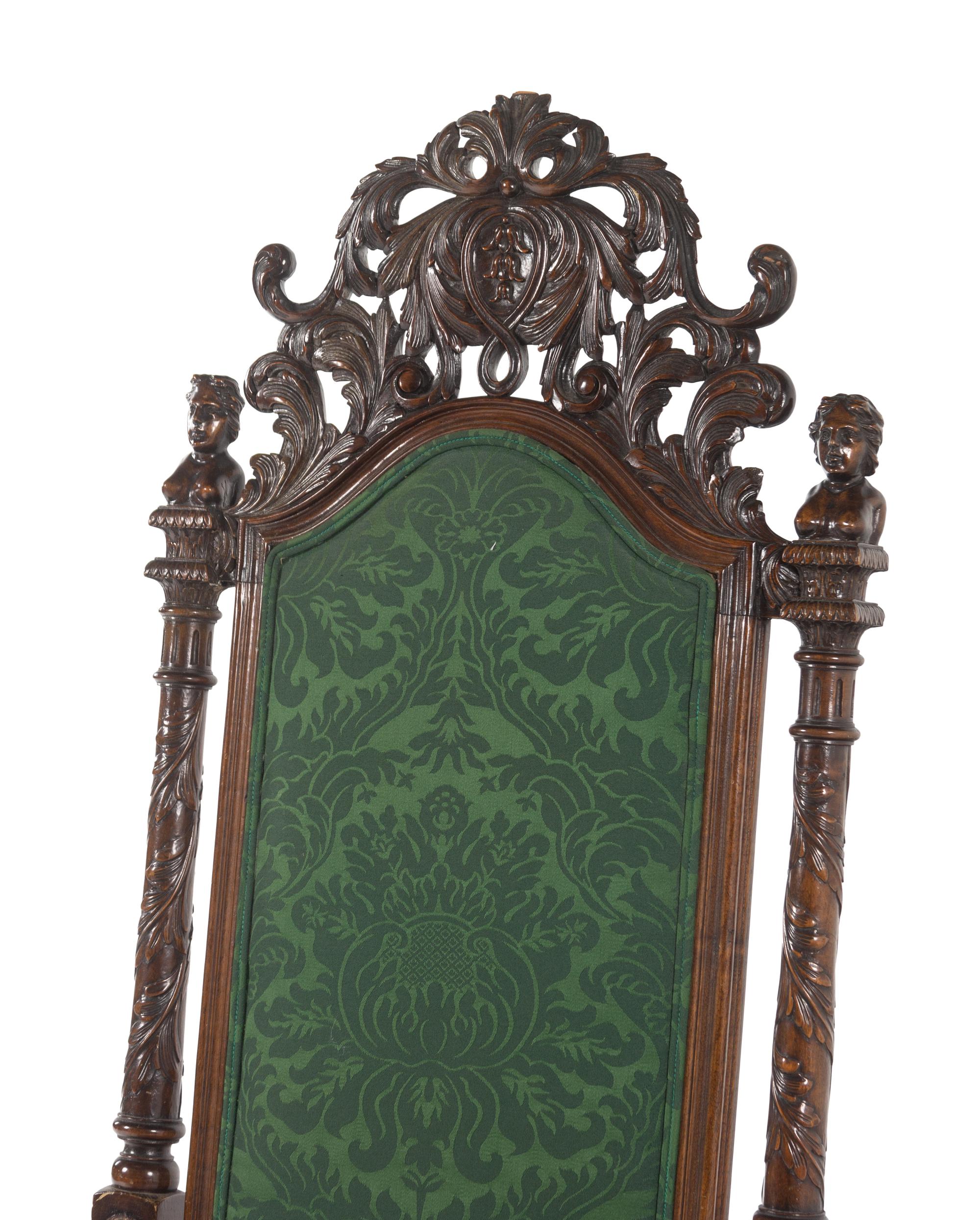 A William and Mary Style Carved Walnut Armchair
