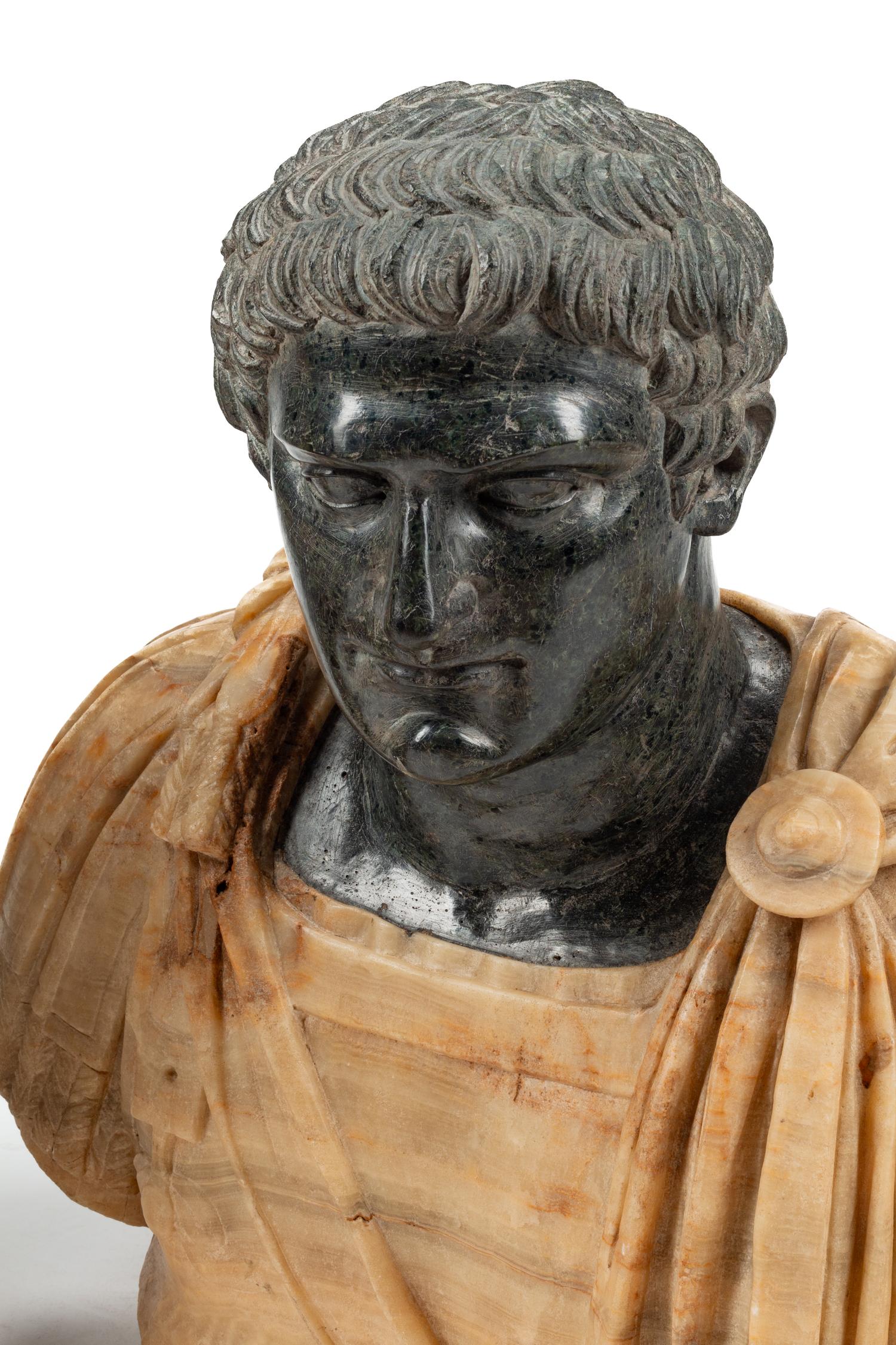 A Pair of Continental Marble and Alabaster Busts