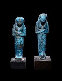 Two Egyptian Blue Faience Ushabtis