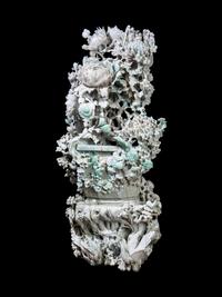 A Large Chinese Export Jadeite Carving of Chrysanthemums