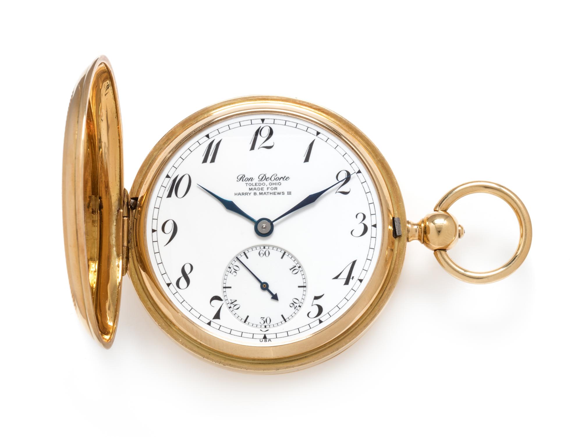 Ron De Corte, 18K Yellow Gold Hunter Case Pocket Watch