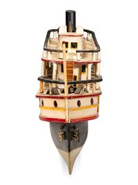 A Carved and Painted Wood Steamboat Model