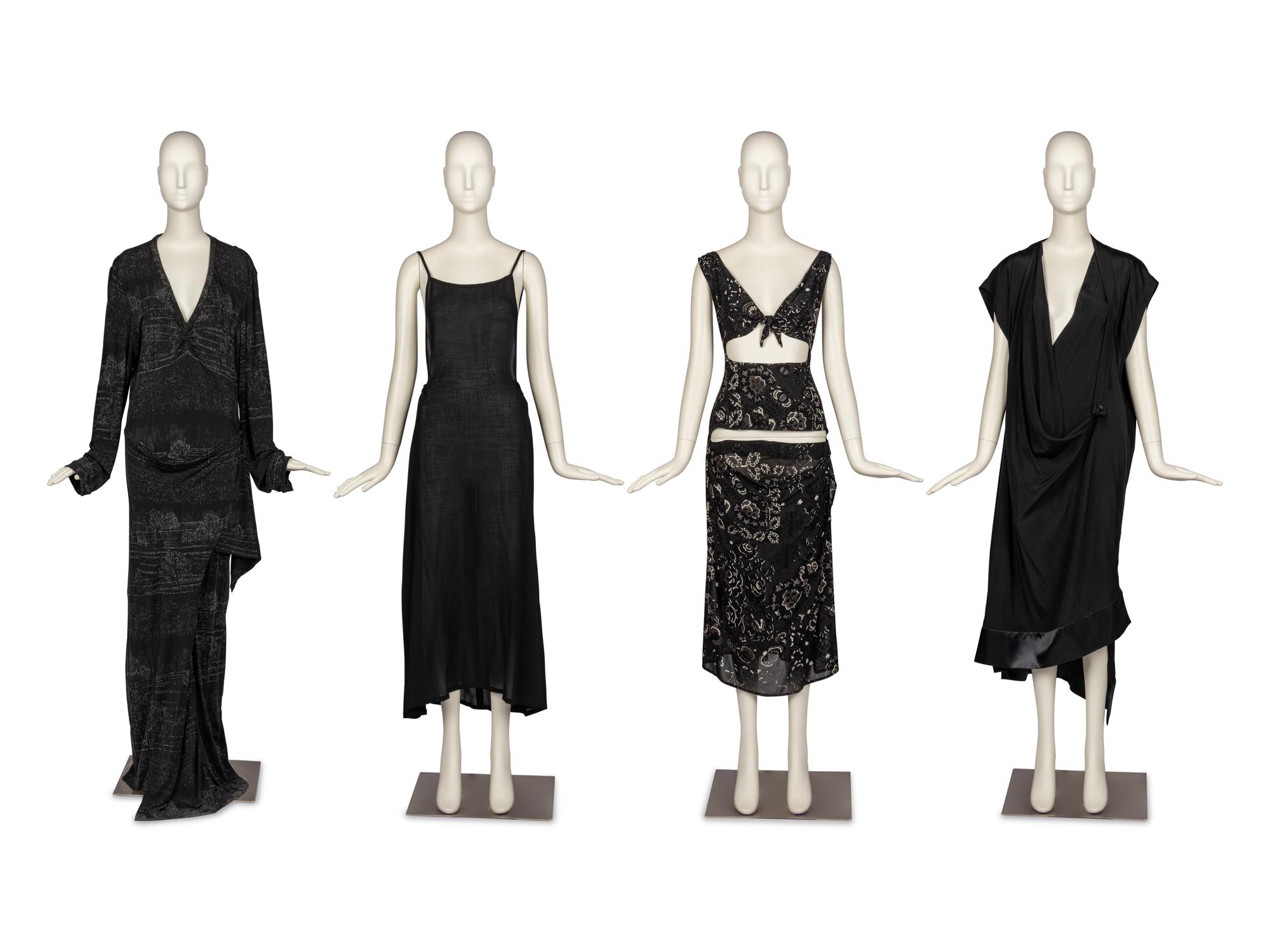 Four Dresses by Yohji Yamamoto, Comme des Garçons, Jil Sander, and Issey Miyake, 1980-90s