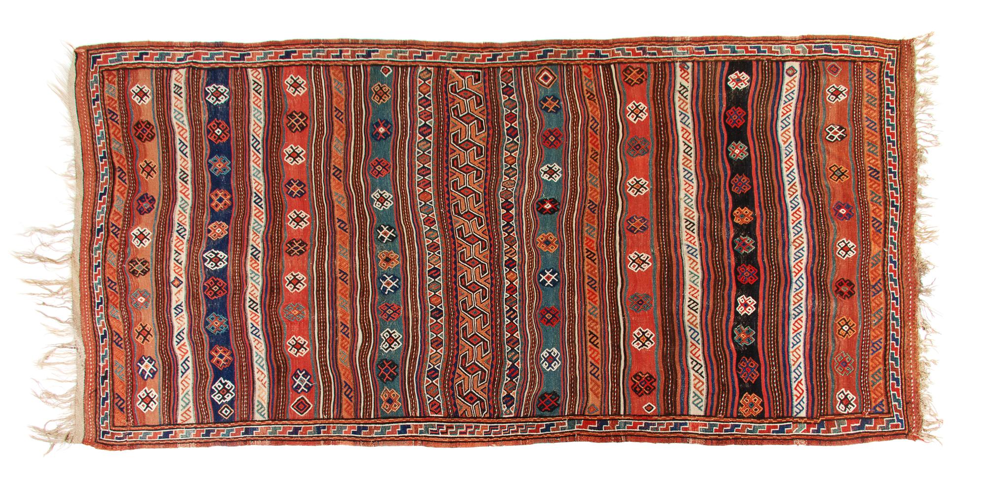 A Soumak Wool Rug 11 feet 2 inches x 5 feet 10 inches. — CIRCA 1890