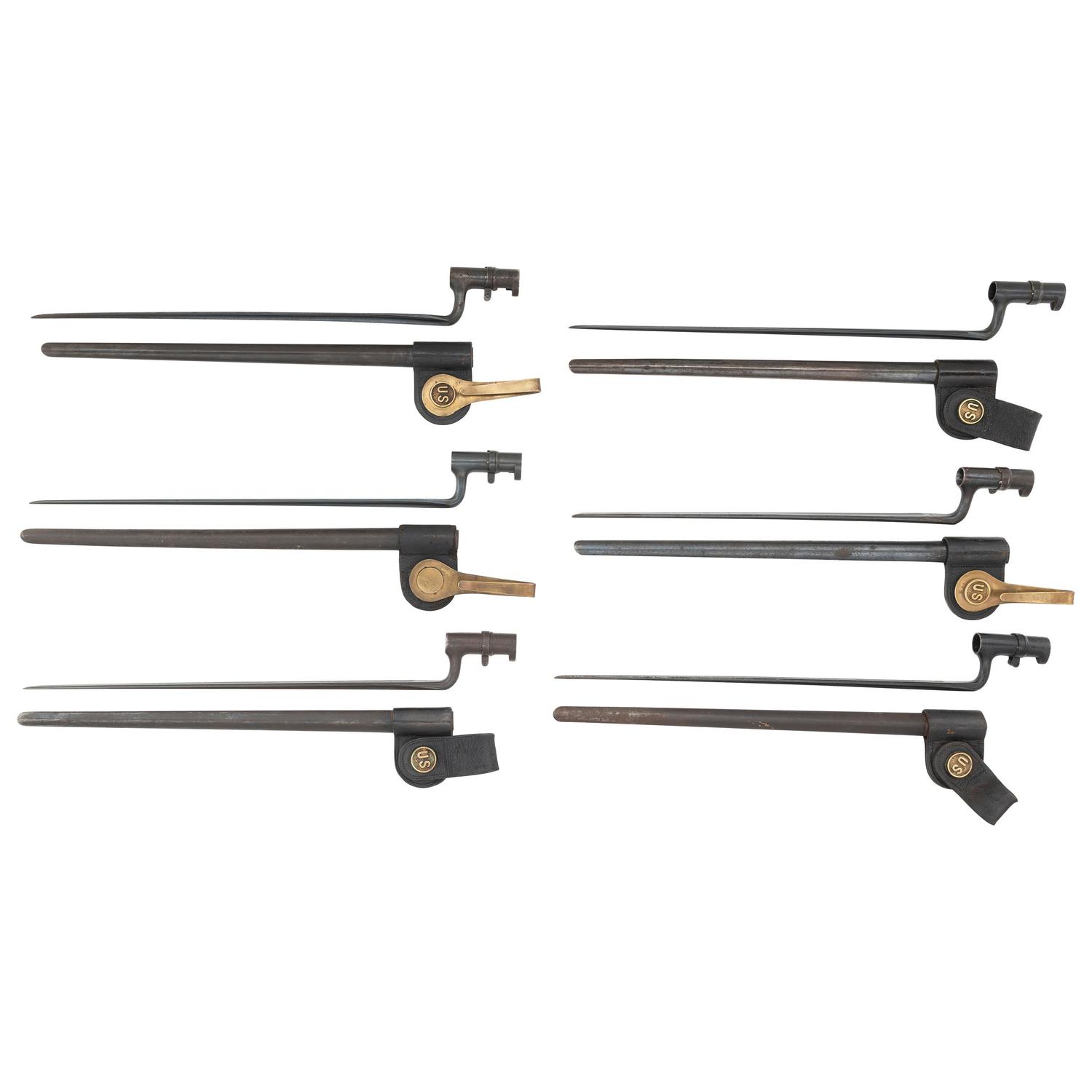 Lot of Six U.S. Model 1873 Trapdoor Rifle Bayonets & Scabbards