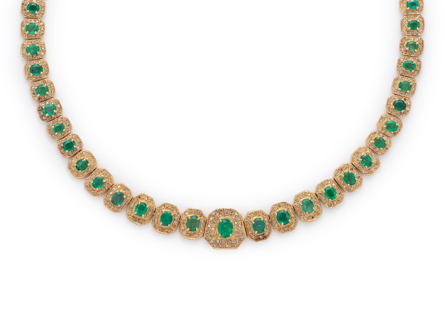 EMERALD AND DIAMOND NECKLACE