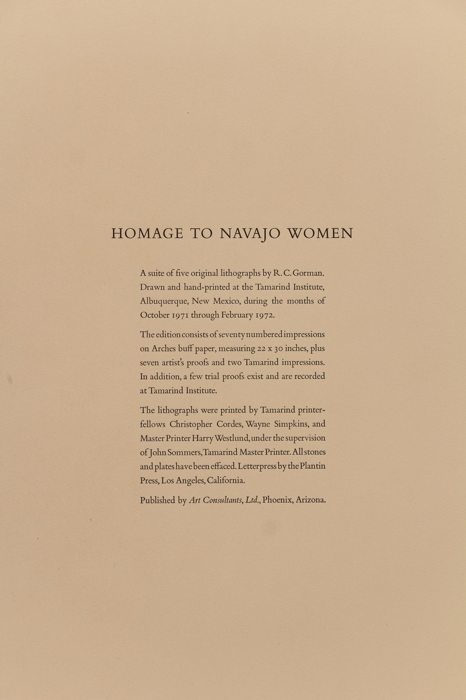 Complete Portfolio of Five Prints , Homage to Navajo Women , edition 23/70