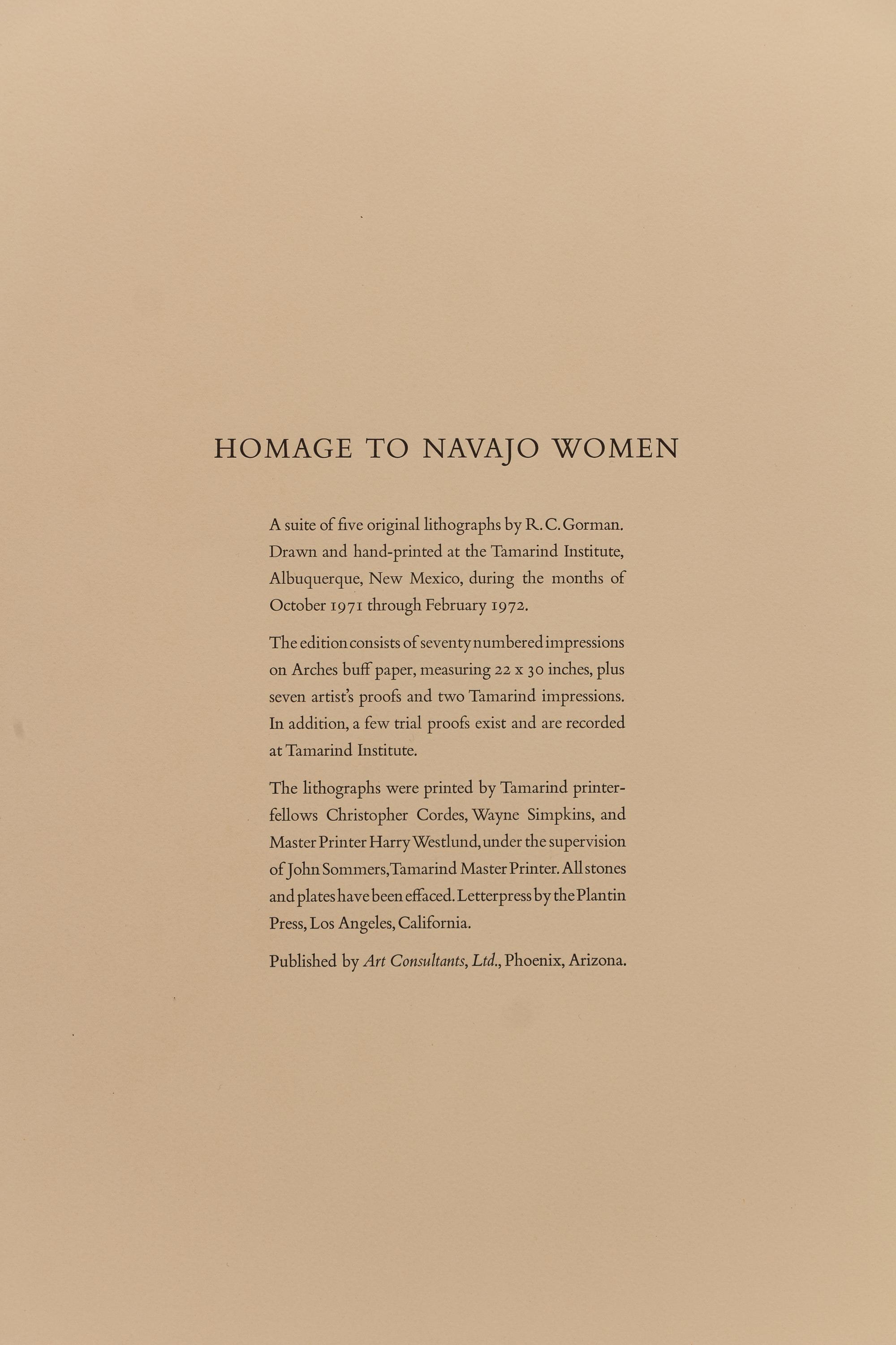 Complete Portfolio of Five Prints , Homage to Navajo Women , edition 23/70