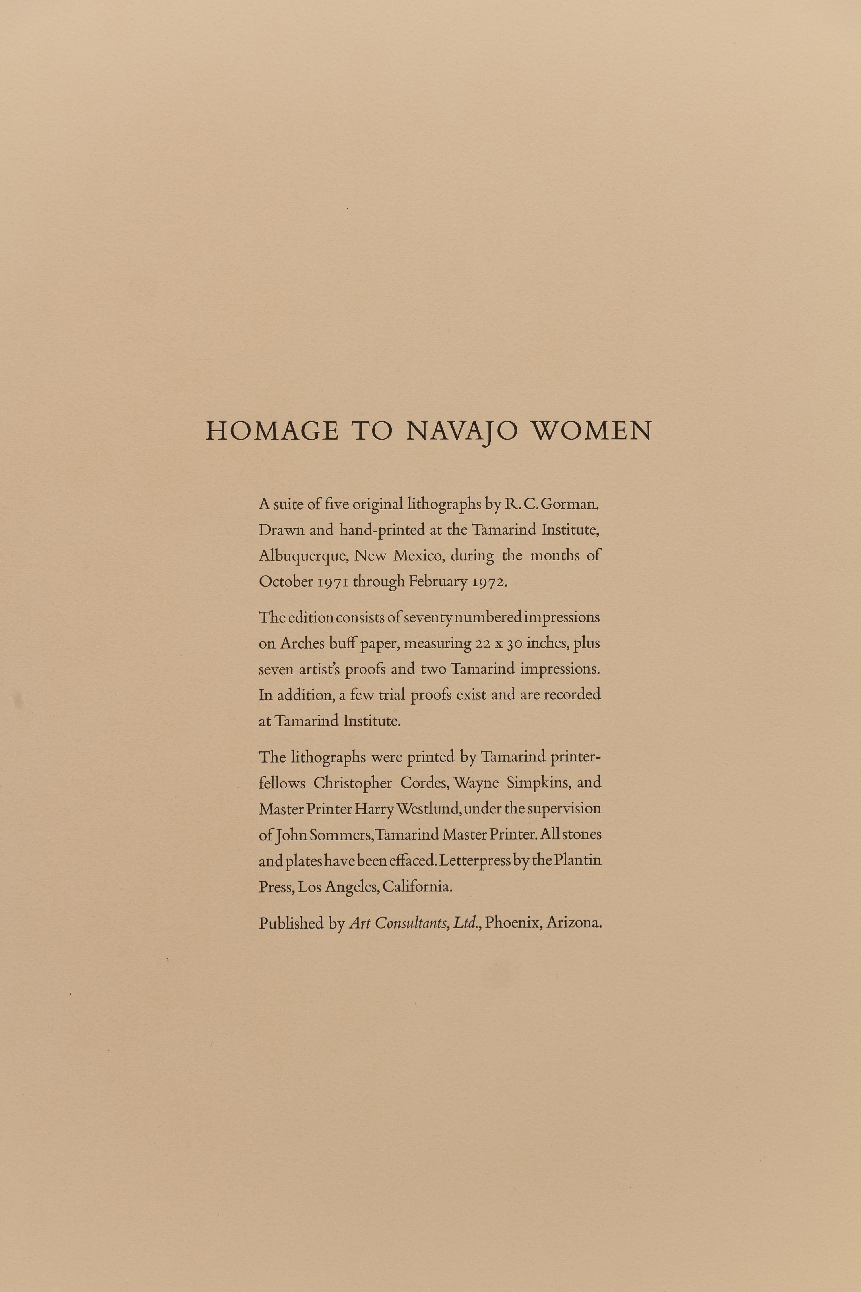 Complete Portfolio of Five Prints , Homage to Navajo Women , edition 23/70