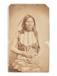 [NATIVE AMERICANS]. BLISS, W.P., photographer. CDV of Southern Arapaho man called "Buffalo Eater." Fort Sill, Indian Territory, ca 1870.