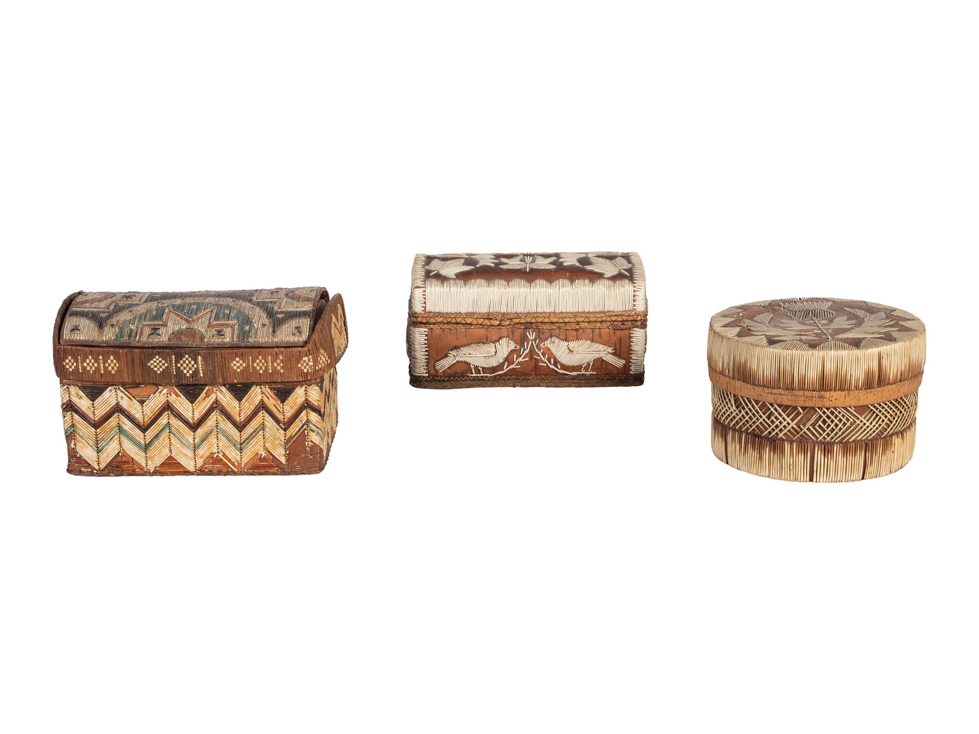 Great Lakes Quilled Birchbark Boxes