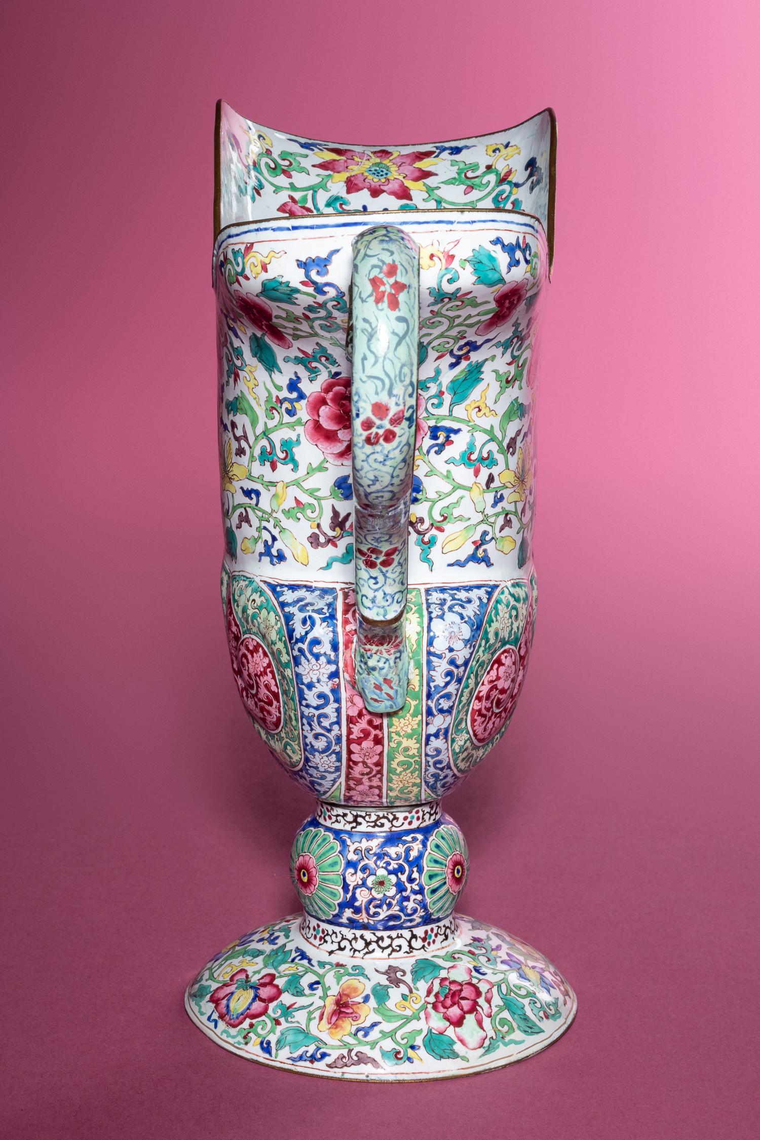 A Canton Enamel Ewer and Basin