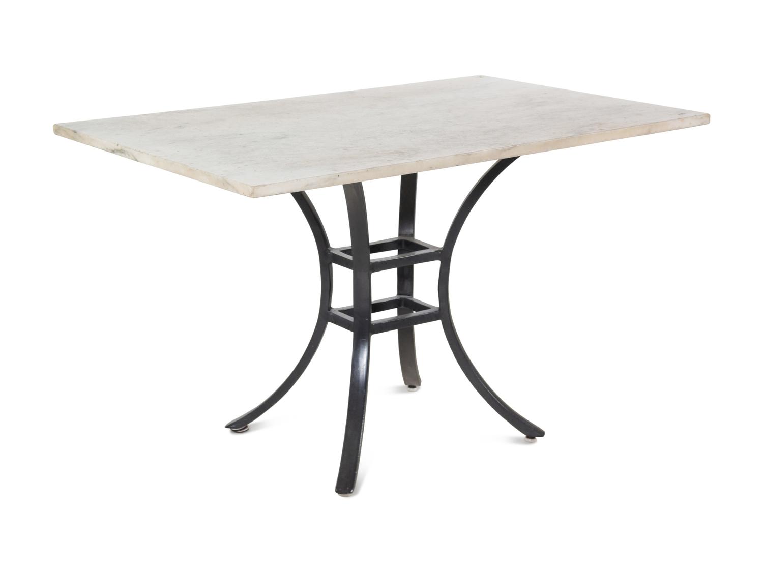 A Cast Metal and Marble Center Table