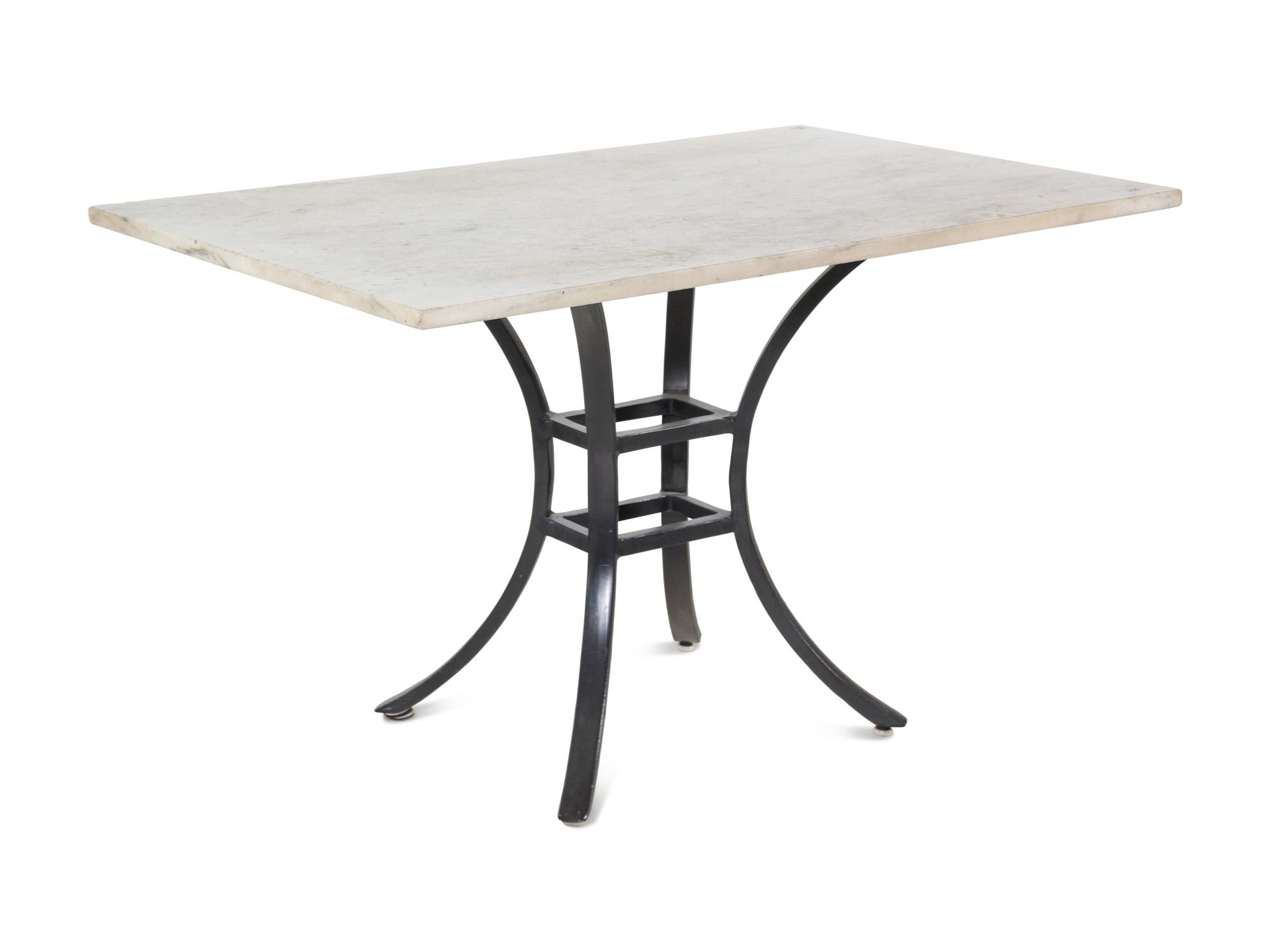 A Cast Metal and Marble Center Table