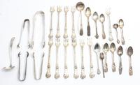 A Collection of Silver Flatware Articles, various makers, comprising 11 cocktail forks marked Alvin Mfg. Co., Providence, RI, 8 coffee