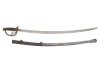 [CIVIL WAR]. Ames light artillery cavalry saber dated 1864, cavalry sword belt, and documents belonging to Private Sidney Cole, Company G, 1st New York Dragoons.