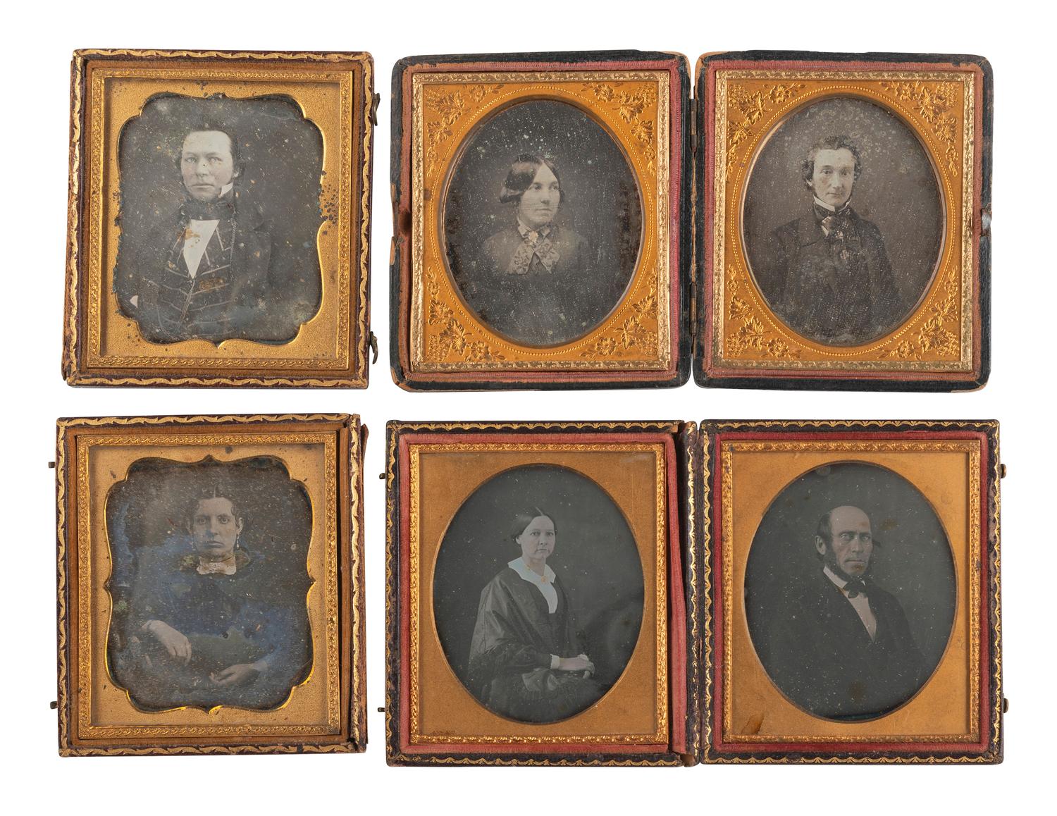 [EARLY PHOTOGRAPHY]. 14 pairs of sixth plate daguerreotype portraits housed together in same case.