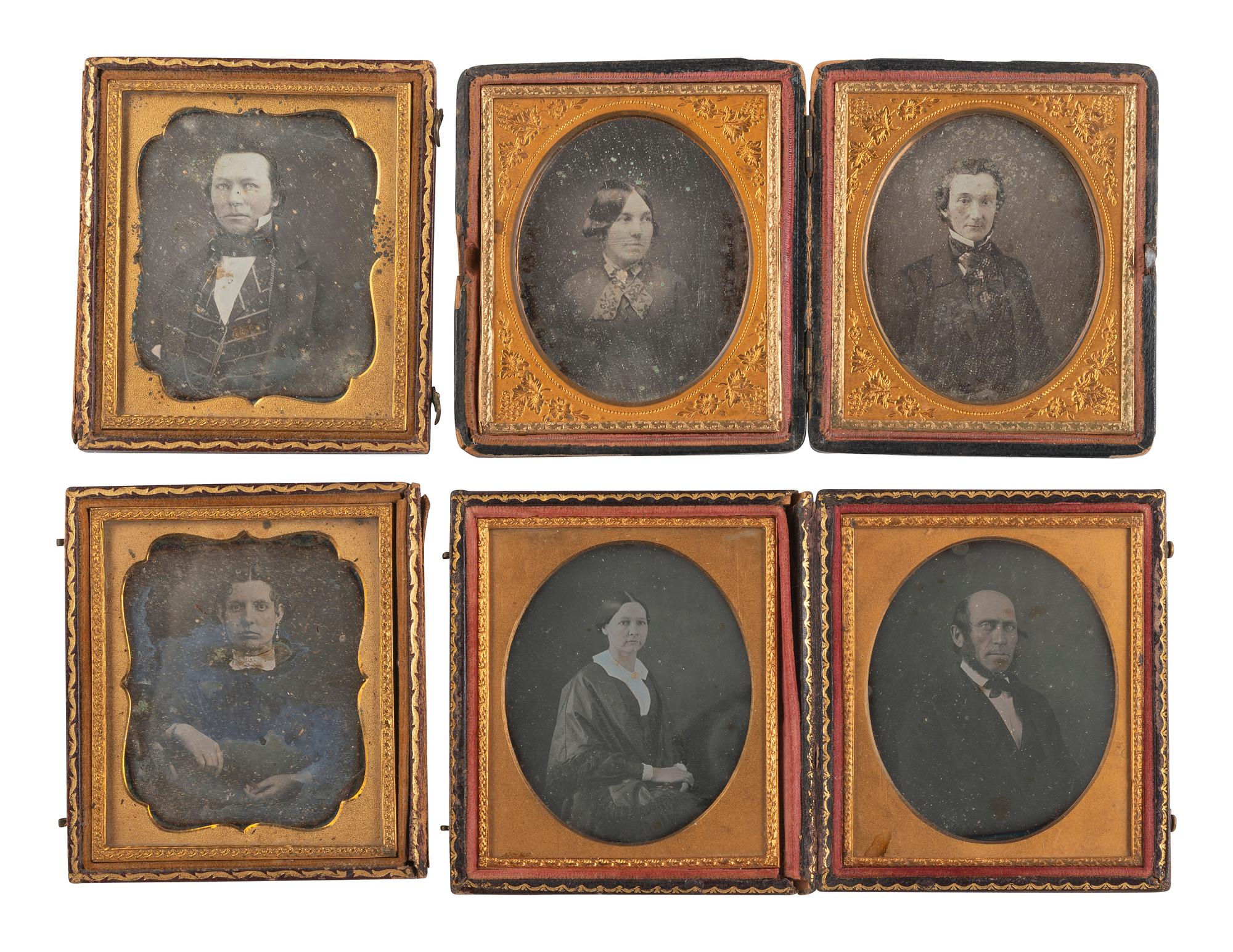 [EARLY PHOTOGRAPHY]. 14 pairs of sixth plate daguerreotype portraits housed together in same case.