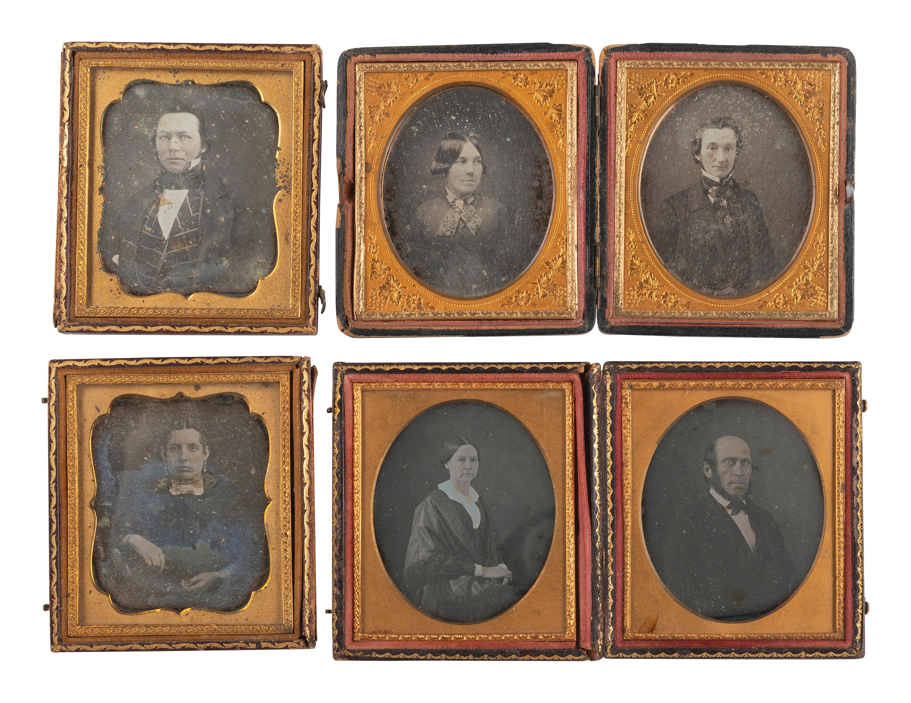 [EARLY PHOTOGRAPHY]. 14 pairs of sixth plate daguerreotype portraits housed together in same case.