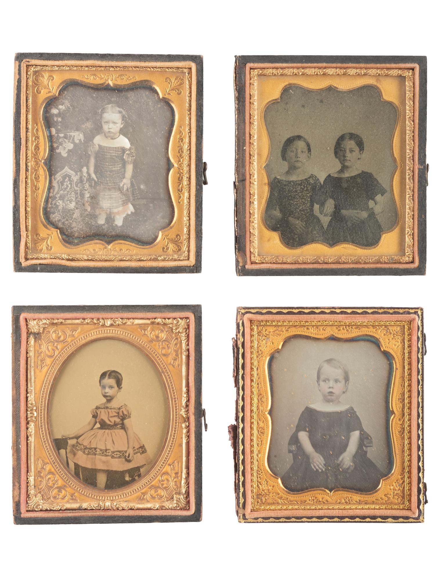 [EARLY PHOTOGRAPHY]. 34 assorted daguerreotypes, ambrotypes, and tintypes featuring children.