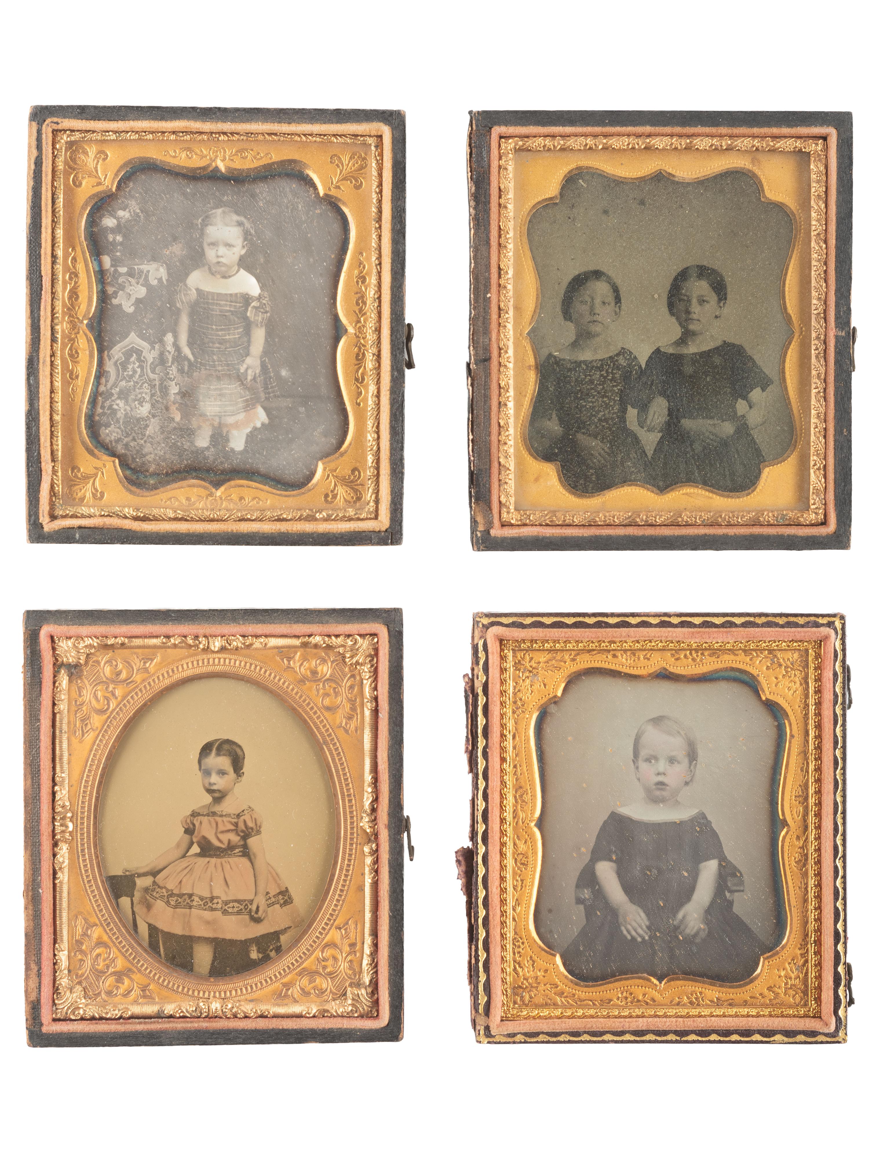[EARLY PHOTOGRAPHY]. 34 assorted daguerreotypes, ambrotypes, and tintypes featuring children.
