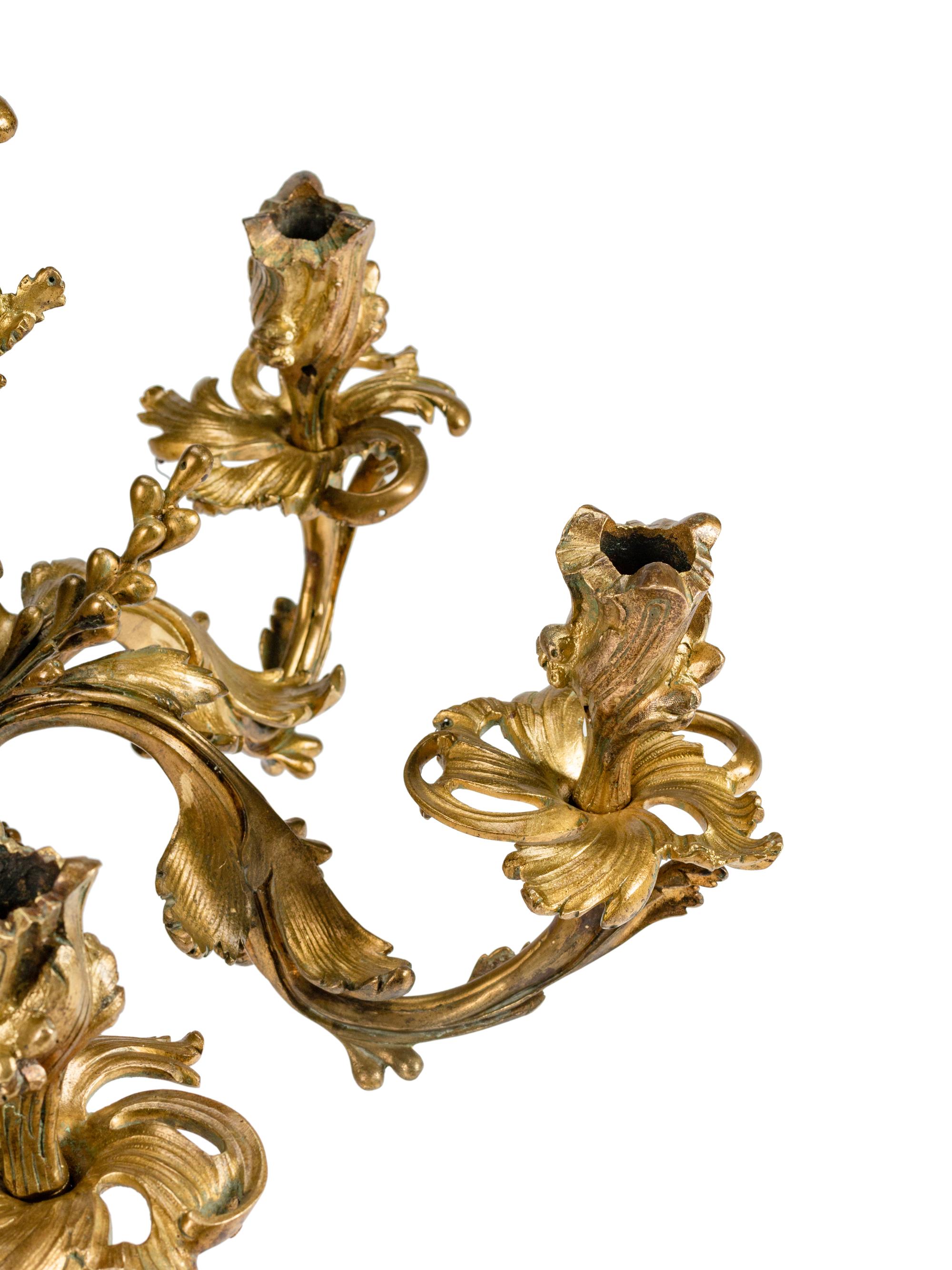 A Pair of Louis XV Style Gilt-Bronze Seven-Light Candelabra