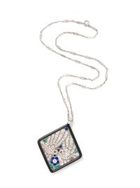 GEORGES L'ENFANT, FRENCH, ART DECO, DIAMOND AND GEMSTONE PENDANT