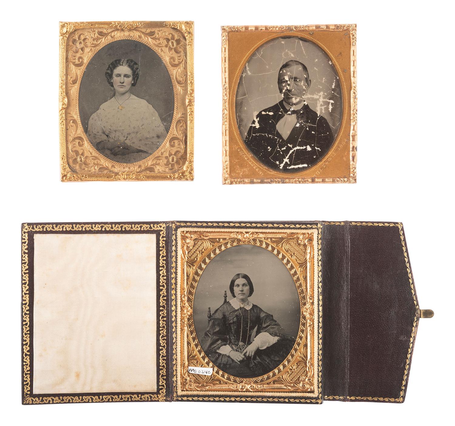 [EARLY PHOTOGRAPHY]. 35 assorted images including paper, tintype, ambrotype, and daguerreotype portraits.