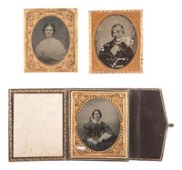 [EARLY PHOTOGRAPHY]. 35 assorted images including paper, tintype, ambrotype, and daguerreotype portraits.