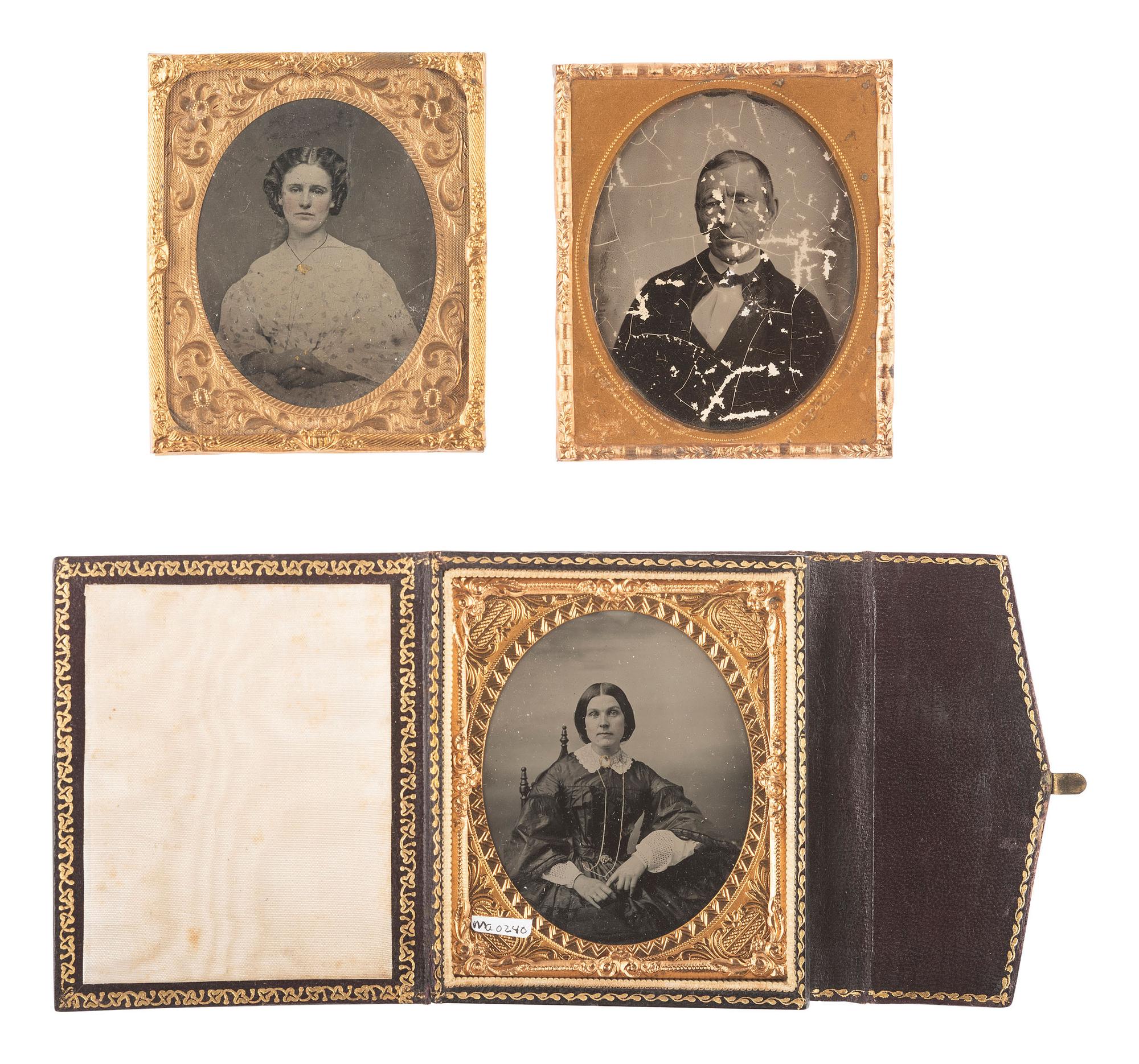 [EARLY PHOTOGRAPHY]. 35 assorted images including paper, tintype, ambrotype, and daguerreotype portraits.