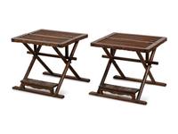 A Pair of Huanghuali and Mixed Wood Folding Stools