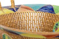 A Chinese Export Tobacco Leaf Reticulated Porcelain Basket and Underplate