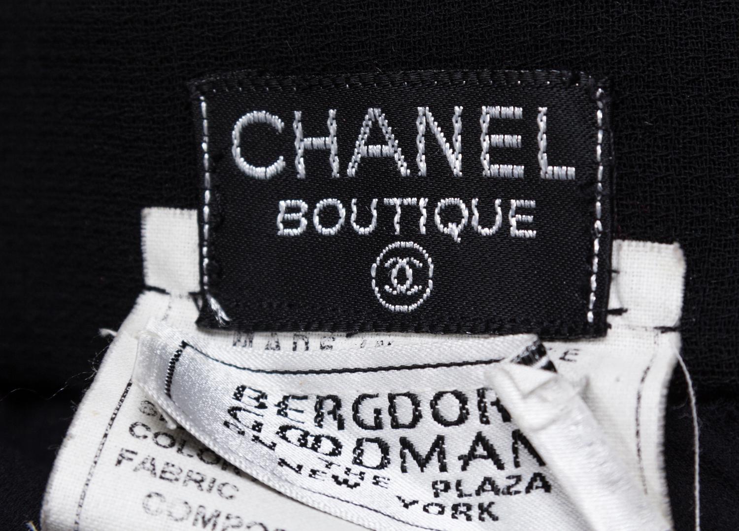 A Chanel Black Wool Asymmetrical Skirt, Size 42.