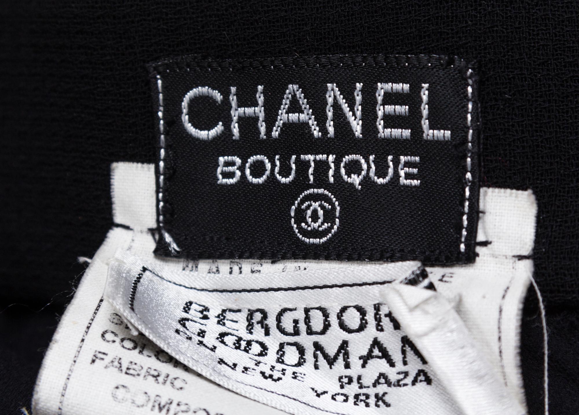 A Chanel Black Wool Asymmetrical Skirt, Size 42.