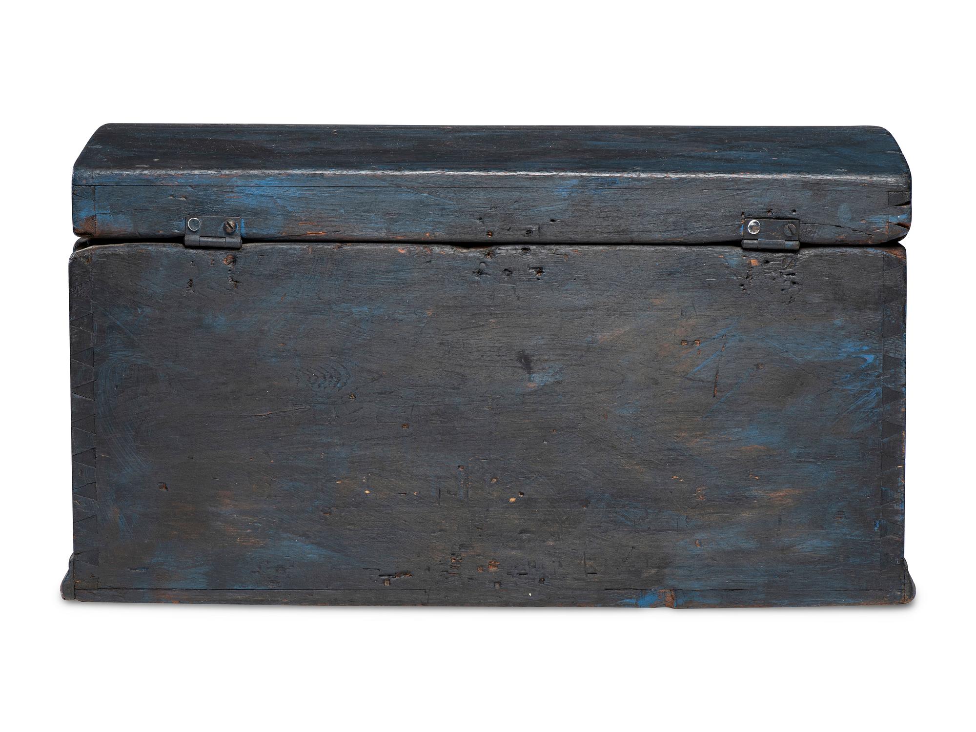 A Country Blue-Painted Pine Dome-Top Chest or Document Box