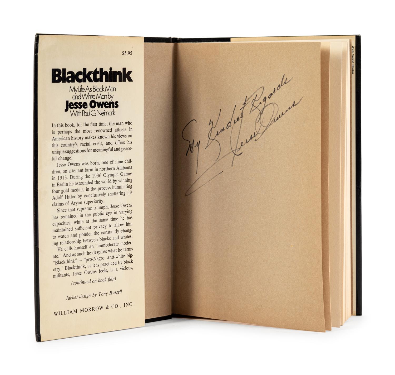 A Jesse Owens Signed Autograph Blackthink My Life as a Black Man and White Man Book (PSA Authentic),