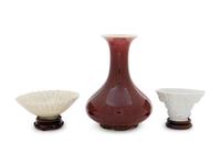 Three Chinese Monochrome Glazed Porcelain Articles