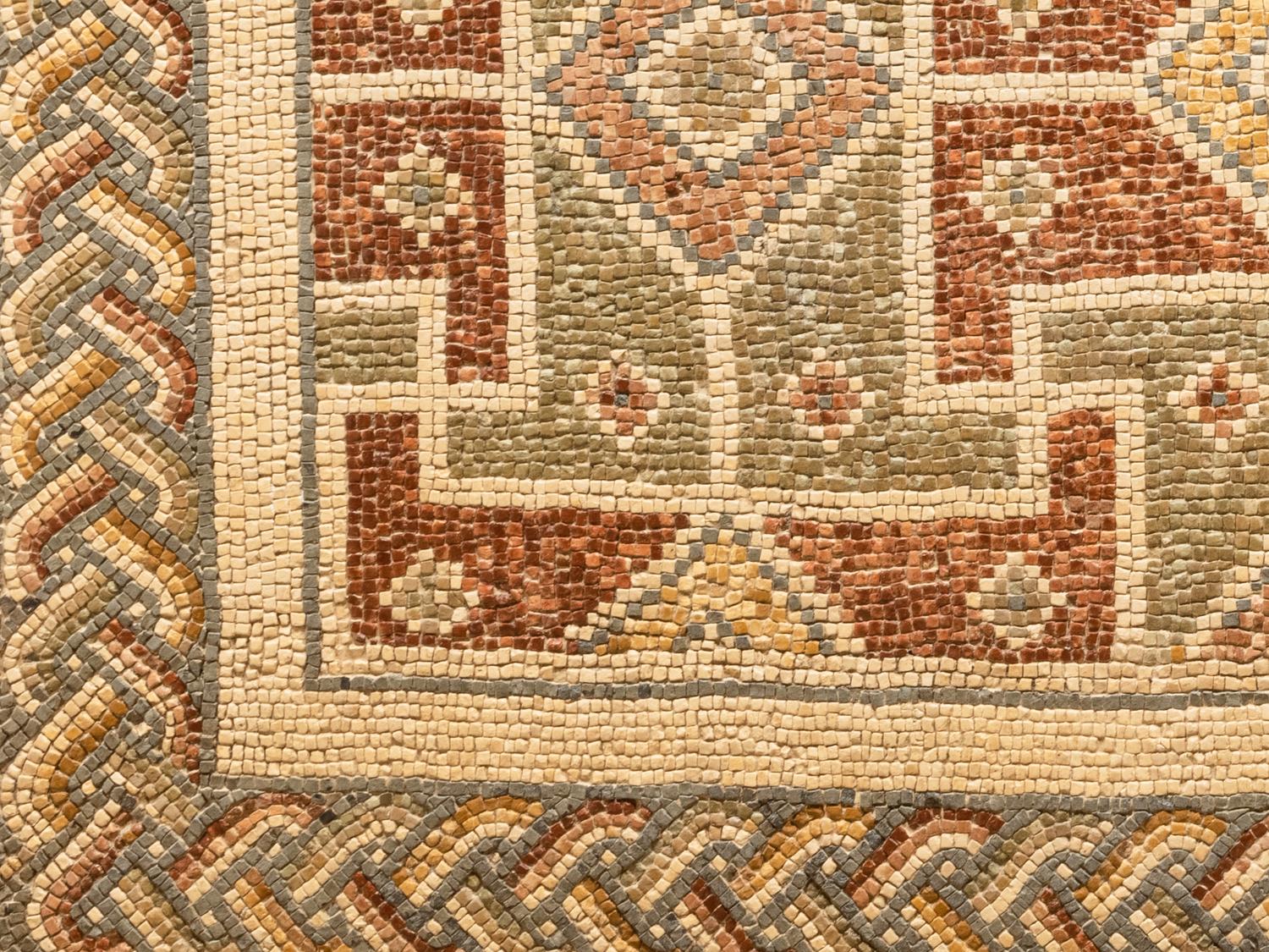 A Roman Stone Geometric Carpet Mosaic
