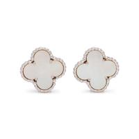 VAN CLEEF & ARPELS, WHITE GOLD AND MOTHER-OF-PEARL 'ALHAMBRA' EARCLIPS