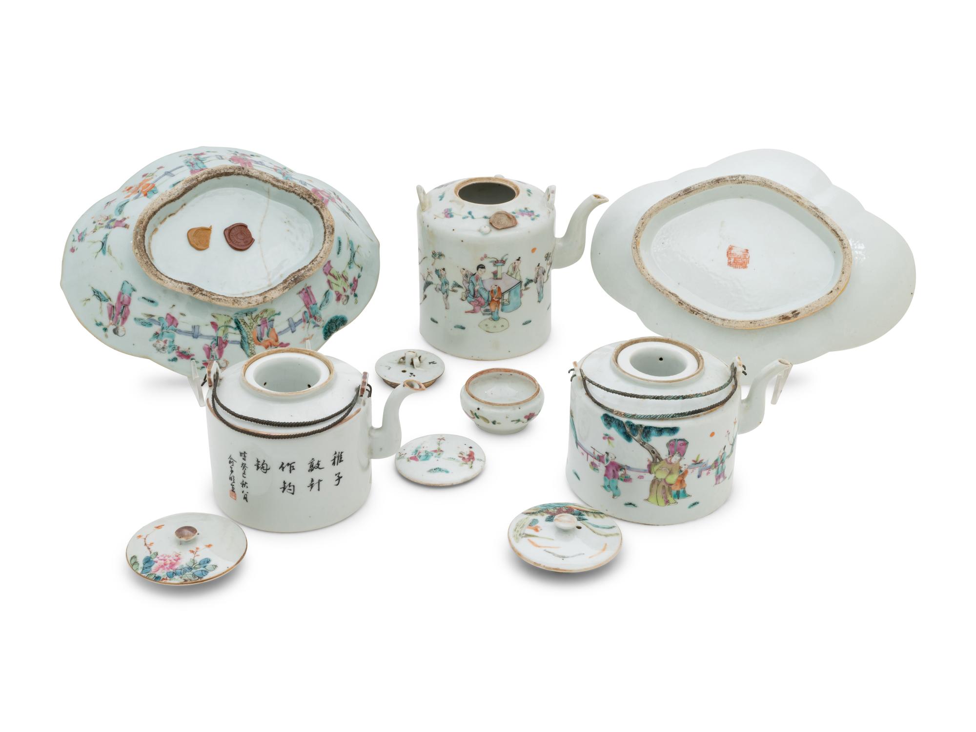 Six Chinese Famille Rose Porcelain Articles